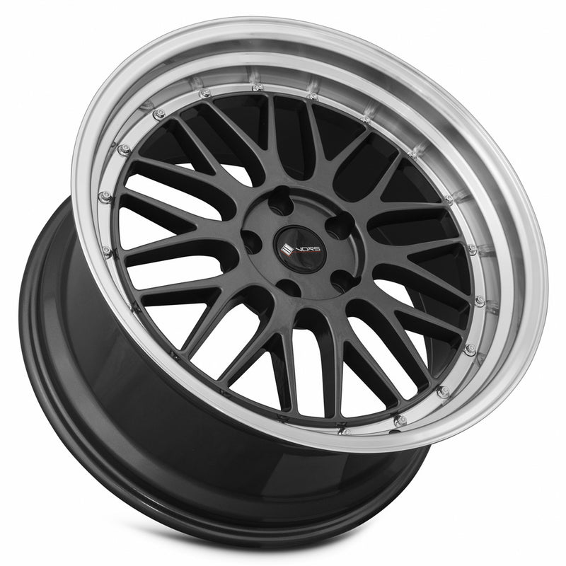 Vors VR8 19x9.5 5x112 (Custom Drill) Hyper Black Machine Lip Chrome Rivet