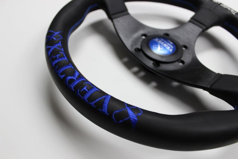 VERTEX STEERING WHEEL 325MM BLUE FLAT