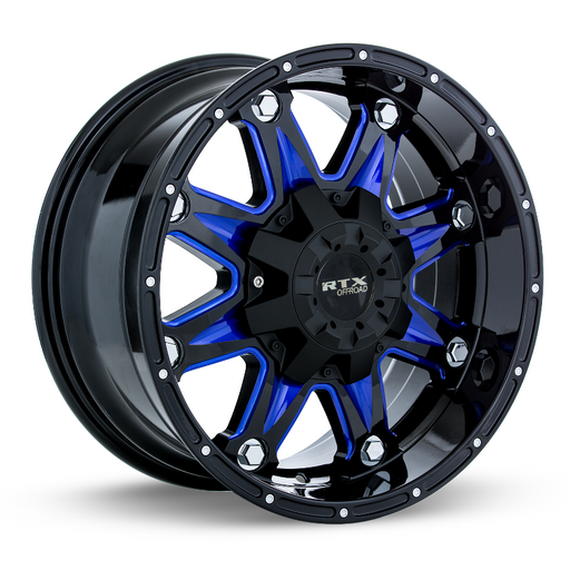 RTX Spine Black with Milled Blue Spokes