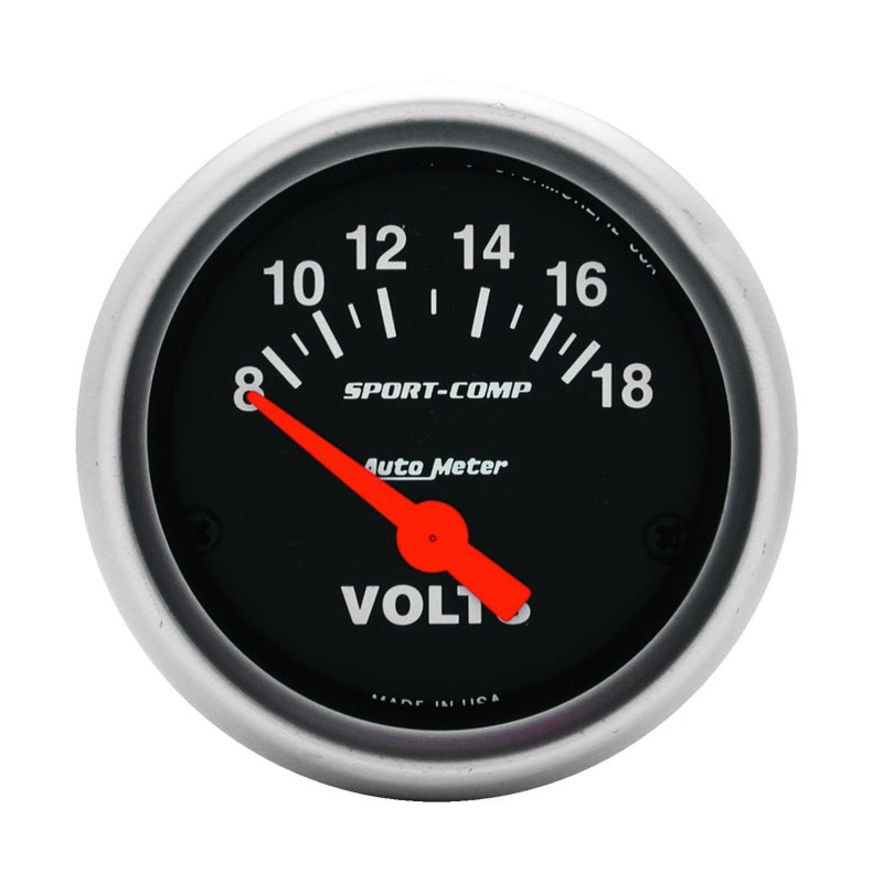Jauge de voltmètre électronique Autometer Sport-Comp 52 mm 8-18 V