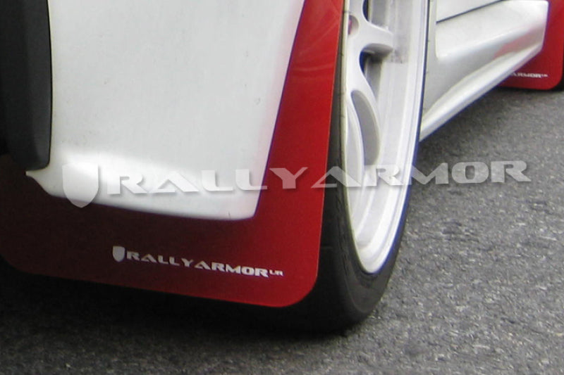 Rally Armor 07-17 Mitsubishi Lancer Garde-boue rouge UR avec logo blanc