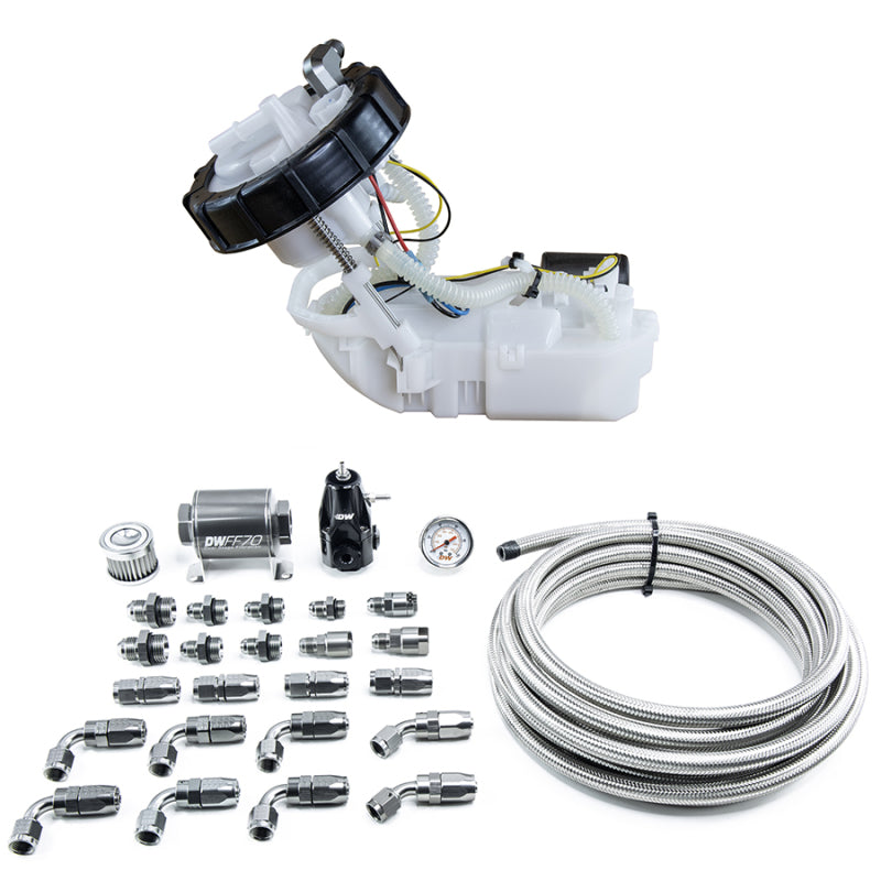 DeatschWerks 01-05 Honda Civic/02-06 Acura RSX Module de pompe et kit de retour DW400 avec conduites de carburant CPE