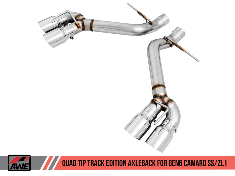 AWE Tuning 16-19 Chevrolet Camaro SS Axle-back Échappement - Track Edition (Quad Chrome Silver Tips)