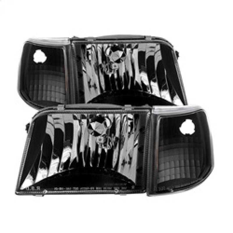 Xtune Ford Ranger 93-97 Phares en cristal avec feux d'angle Ensembles de 4 pièces Noir HD-JH-FR93-SET-BK