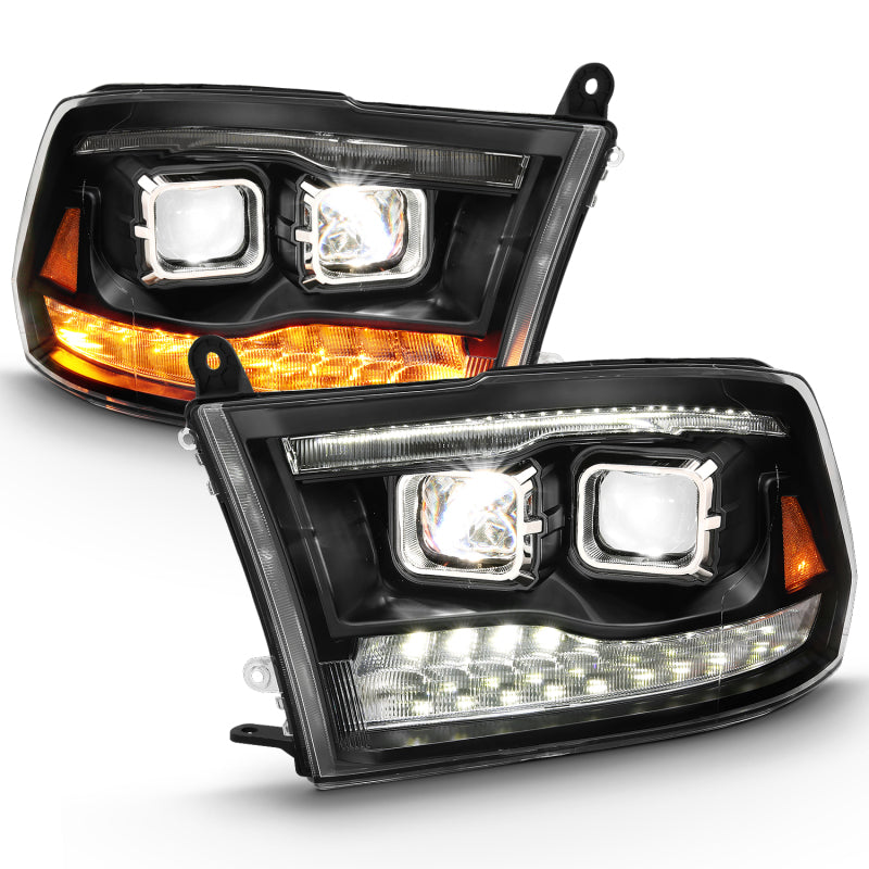 ANZO 2009-2018 Dodge Ram 1500 Projecteur LED Style planche Switchback HL Halo Noir Ambre (Style OE)