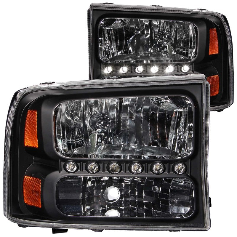 ANZO 2000-2004 Ford Excursion Crystal Phares Noir avec LED 1pc