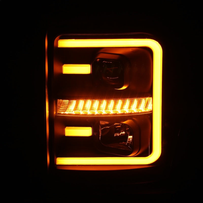 ANZO 2011-2016 Ford F250 Phares de projecteur avec style planche Switchback Noir avec ambre