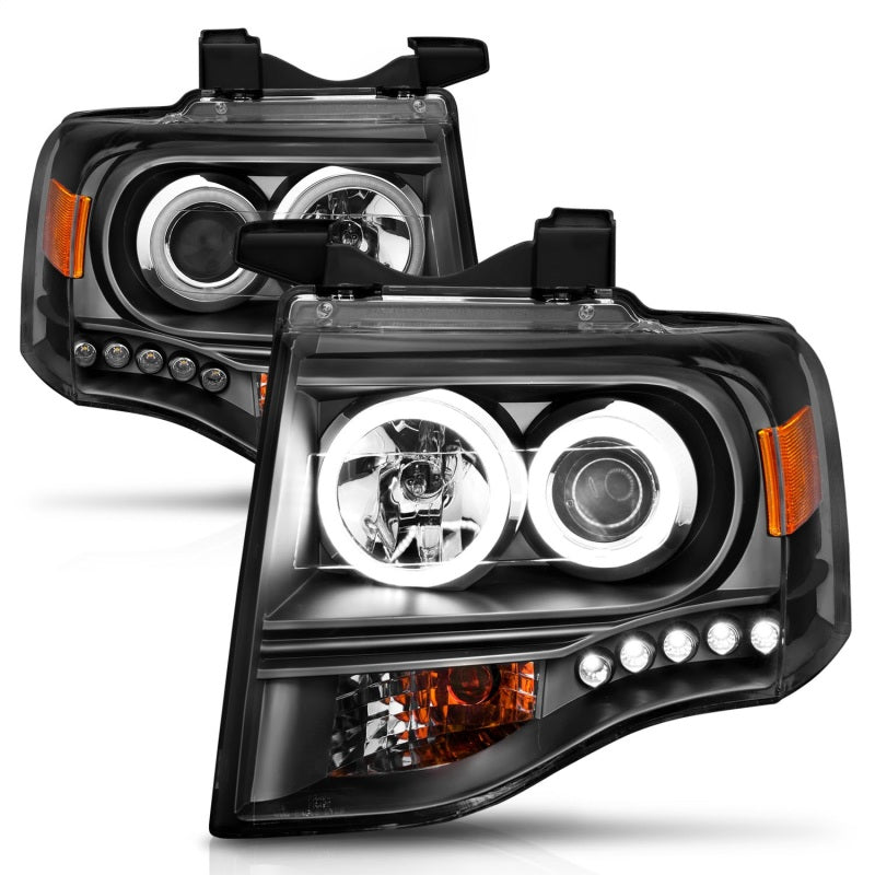Phares de projecteur Ford Expedition ANZO 2007-2014 avec halo noir