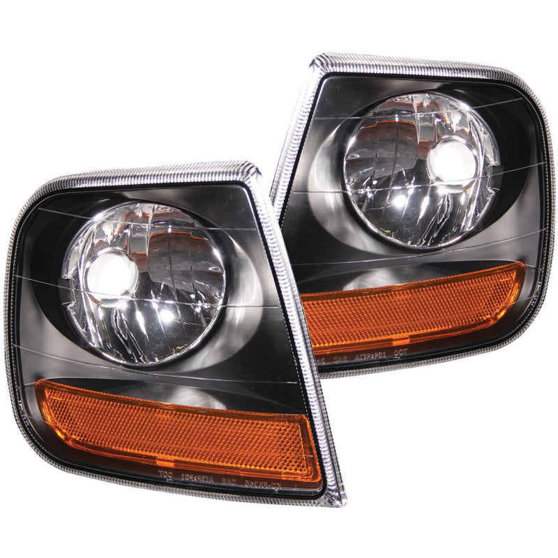 Feux de coin ANZO 1997-2003 Ford F-150 Style Harley-Davidson avec réflecteur ambre et boîtier noir