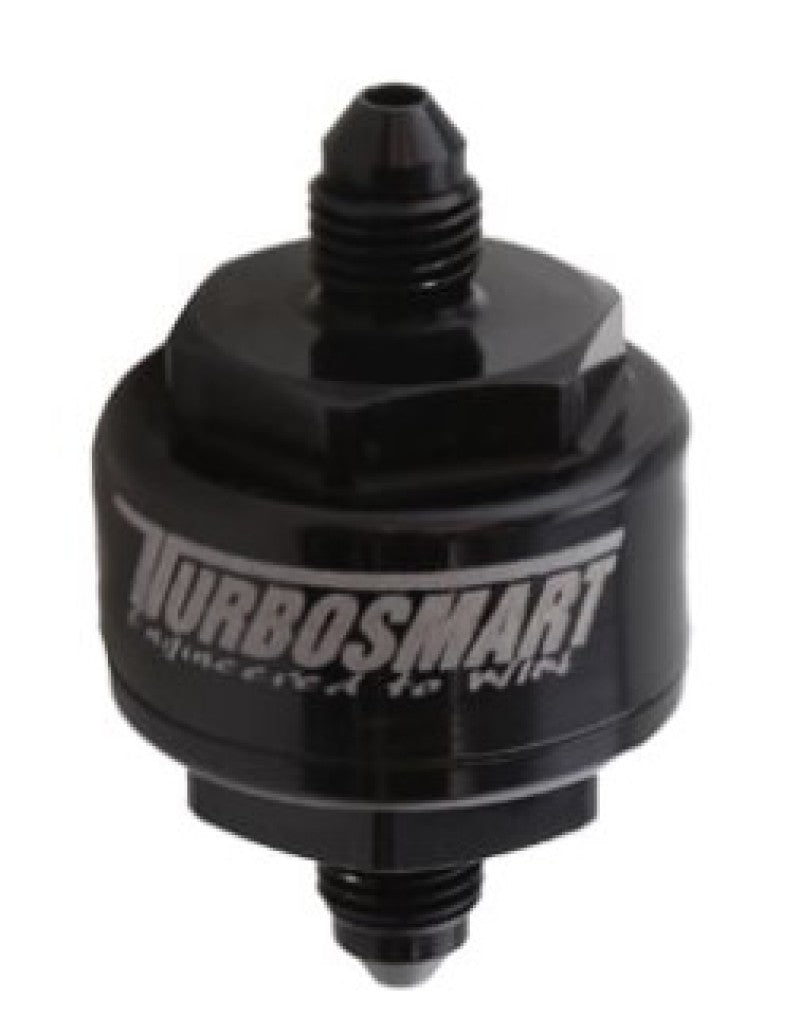 Filtre d'alimentation d'huile de turbo usiné Turbosmart avec disque plissé 44 microns - Entrée mâle -4AN - Noir