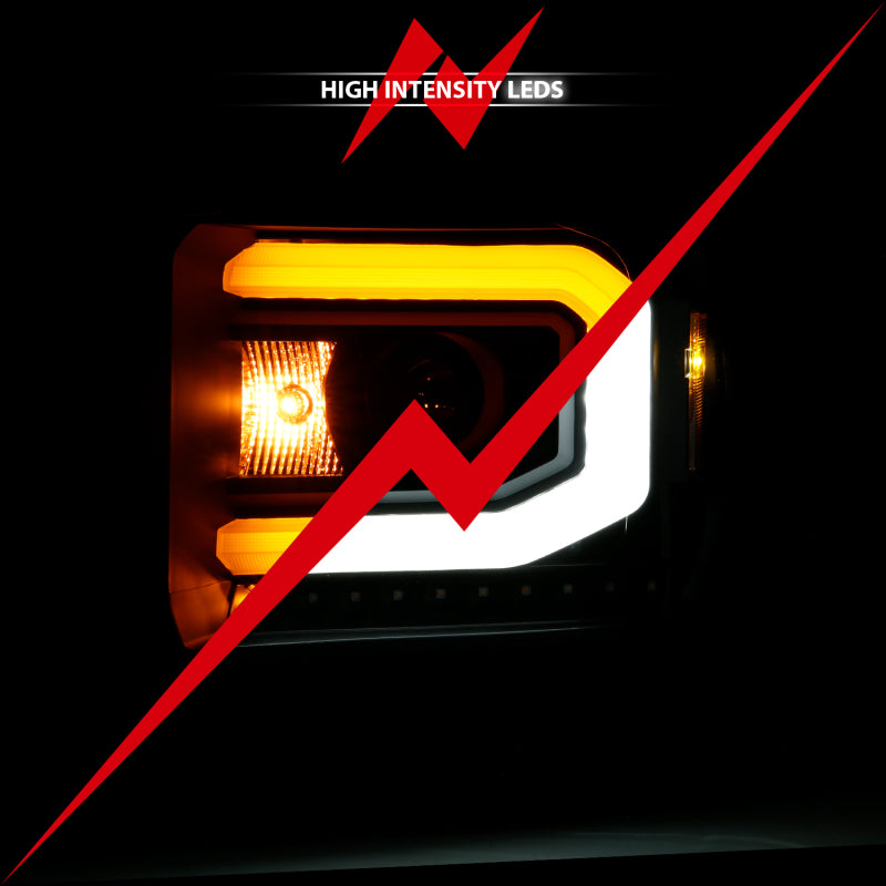 ANZO GMC SIERRA 1500 14-15 2500H/15-19 Projecteur Phare Plank Style Noir avec Switchback (Halogène)