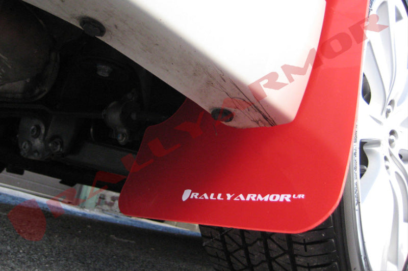 Rally Armor 08-10 Subaru WRX (Hatch &amp; Sedan) / 08-11 Subaru 2.5i Red UR Mud Flap w/White Logo