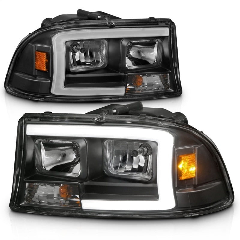 ANZO 97-04 Ensemble de phares Dodge Dakota/Durango Crystal avec barre lumineuse boîtier noir