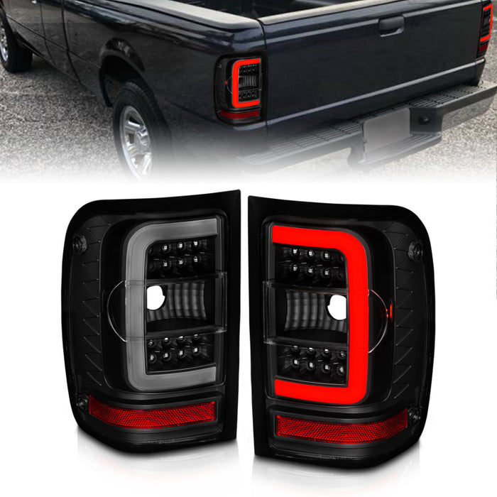 ANZO 01-11 Feux arrière LED Ford Ranger - Boîtier noir avec lentille fumée et barre lumineuse