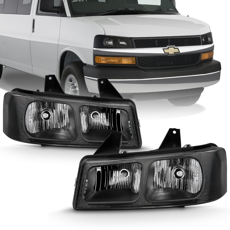ANZO 2003-2017 Chevy Express Cristal Phare Noir