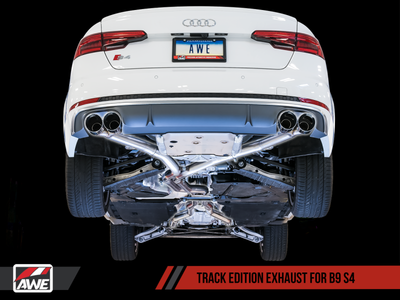 Échappement AWE Tuning Audi B9 S4 Track Edition - Sans résonance (embouts noirs de 102 mm)