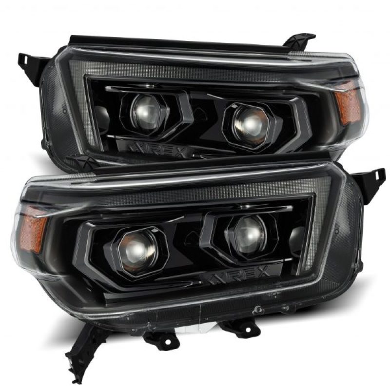Phares AlphaRex 10-13 Toyota 4Runner LUXX LED Proj style planche Alpha noir avec signal Seq/DRL