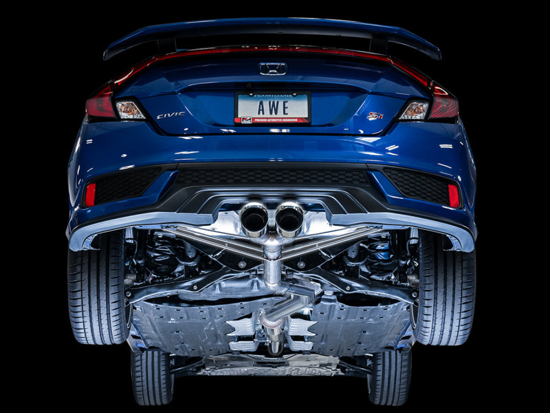 AWE Tuning 2016+ Honda Civic Si Track Edition Échappement avec tuyau avant et double embouts chromés argentés