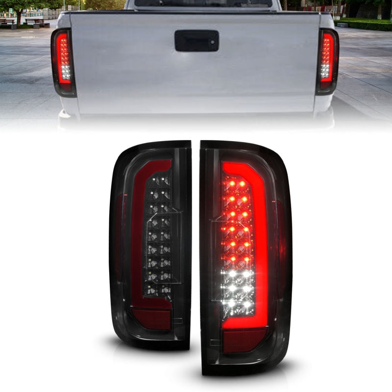 ANZO 15-21 Chevrolet Colorado Full LED Feux arrière avec barre lumineuse rouge Boîtier noir Lentille fumée