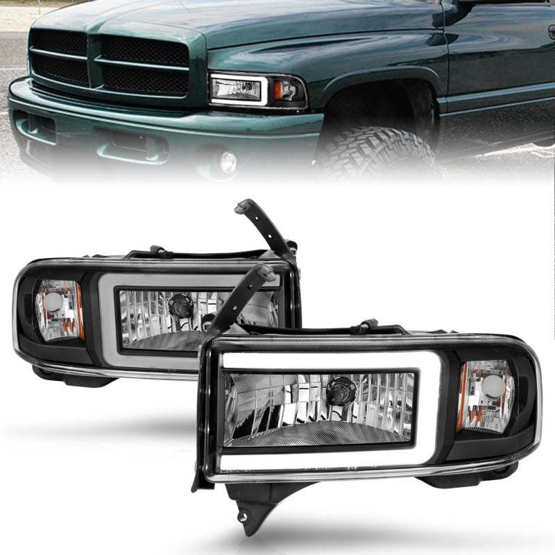ANZO 94-02 Phare en cristal Dodge RAM avec boîtier noir pour barre lumineuse