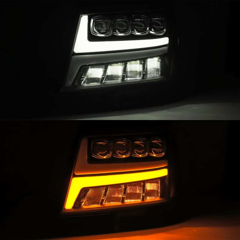 AlphaRex 07-13 Chevy Avalanche NOVA LED Proj Phares Style Plank Noir Mat avec Activ Light/DRL