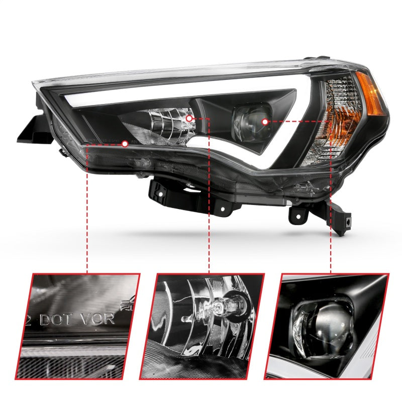 ANZO 14-18 Toyota 4 Runner Style Projecteur Phares Noir avec Ambre