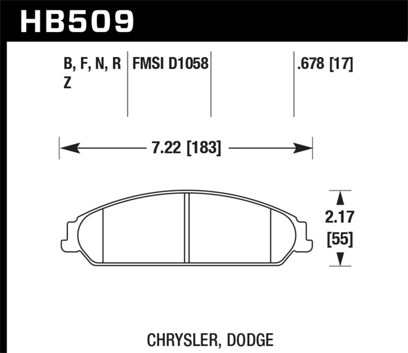 Plaquettes de frein avant Hawk HPS 5.0 pour Chrysler 200 2013-2014 (avec freins XR1)