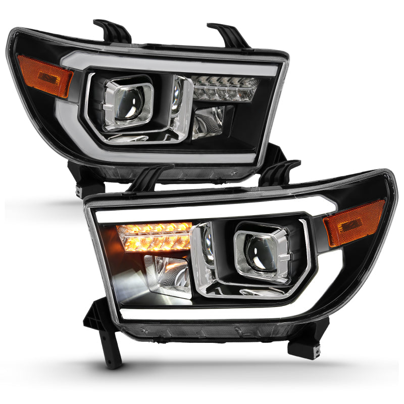 ANZO 2007-2014 Barre lumineuse de projecteur Toyota Tundra HL Noir Ambre (faisceau de route LED) (version halogène)