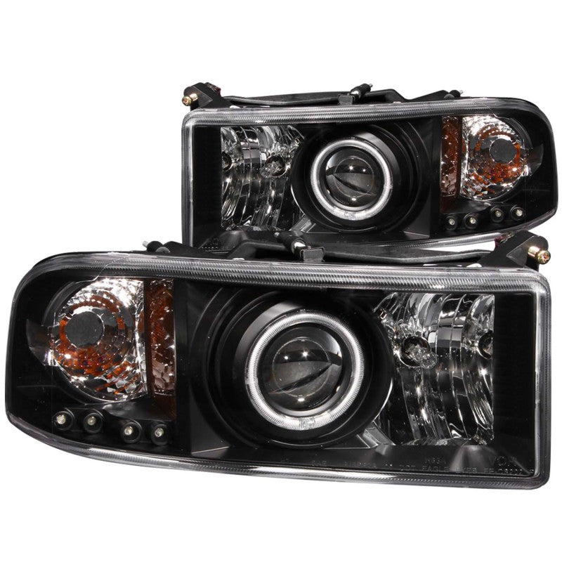 ANZO 1994-2001 Phares de projecteur Dodge Ram avec Halo Noir