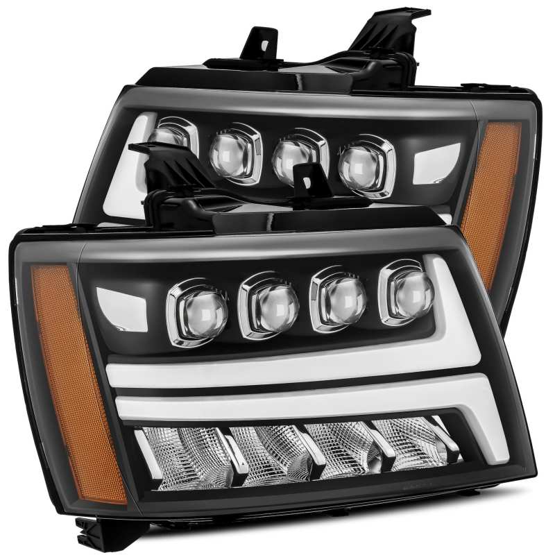 AlphaRex 07-13 Chevy Avalanche NOVA LED Proj Phares Style Plank Noir Mat avec Activ Light/DRL