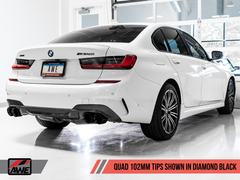 AWE Tuning 2019+ BMW M340i (G20) Échappement Resonated Touring Edition - Embouts Quad Diamond Black