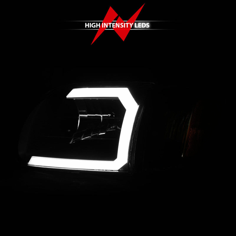 ANZO 00-04 Toyota Tundra (convient uniquement à la cabine Reg/Acc) Phares en cristal avec barre lumineuse Noir avec éclairage d'angle