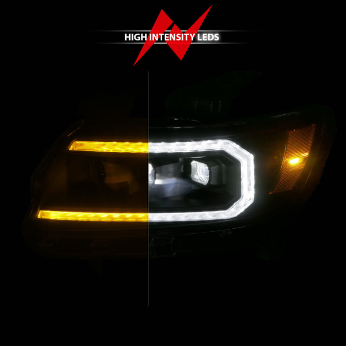 ANZO 15-22 Chevrolet Colorado Full LED Projector Headlights w/ Initiation & Sequential - Black
