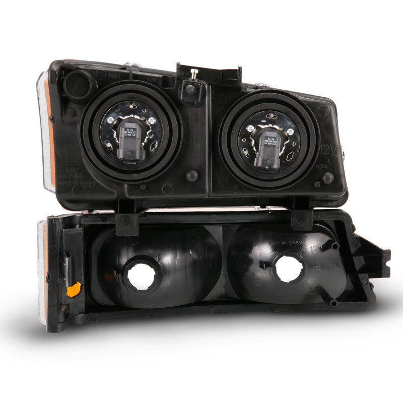 ANZO 2003-2006 Chevy Silverado Cristal Phare avec Signal Light Noir Ambre (4 pièces)