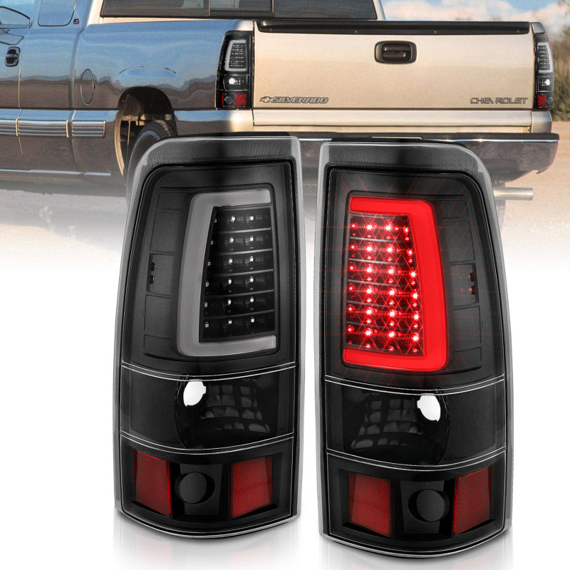 ANZO 2003-2006 Chevy Silverado 1500 Feux arrière LED style planche Noir avec lentille transparente