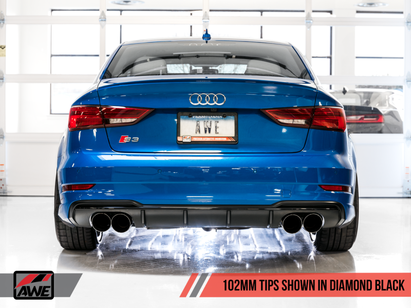 Échappement AWE Tuning Audi 8V S3 Track Edition avec embouts Diamond Black 102mm