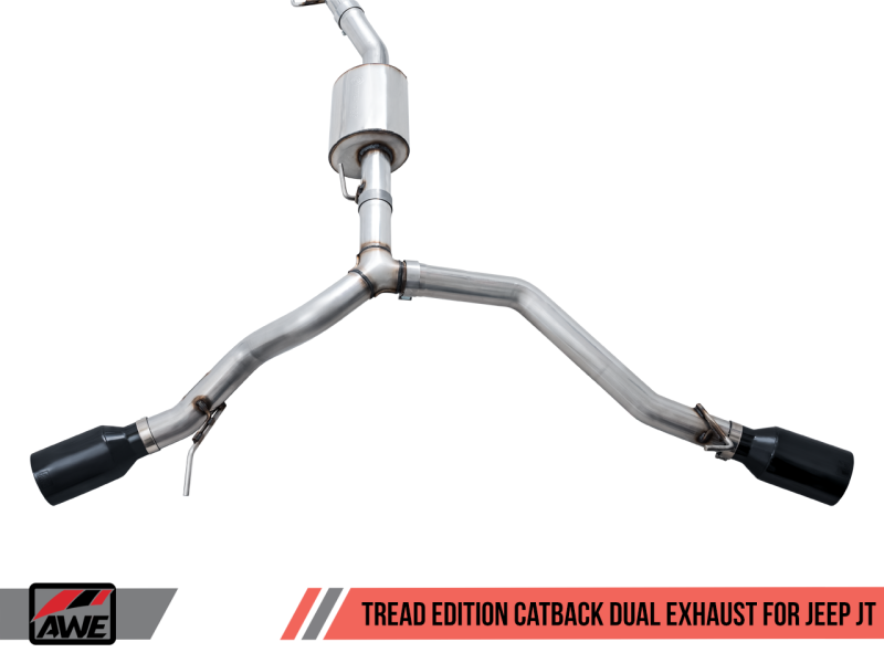 AWE Tuning 20-21 Jeep Gladiator JT 3.6L Tread Edition Cat-Back Double échappement - Diamond Black Tip