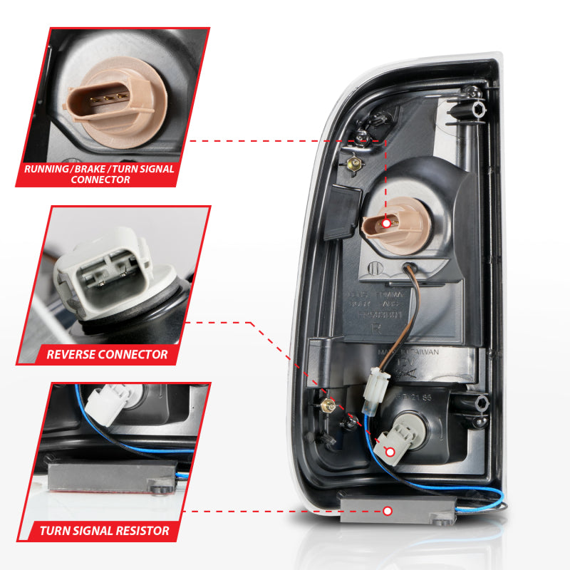 ANZO 2008-2016 Ford F-250 Queue LED avec barre lumineuse Boîtier noir Lentille fumée