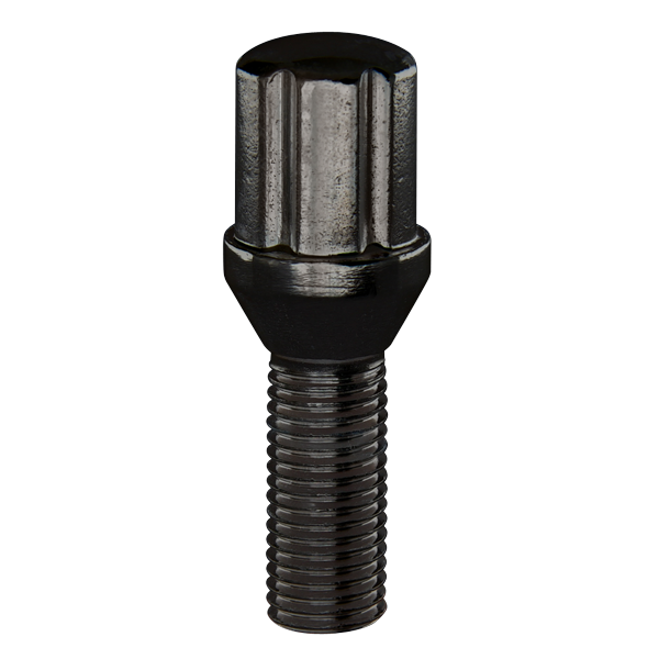 DAI 14X1.50 Boulon de réglage à 6 cannelures (tige : 28 mm/siège conique), noir (chacun.)