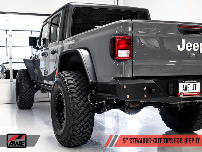 AWE Tuning 20-21 Jeep Gladiator JT 3.6L Tread Edition Cat-Back Double échappement - Diamond Black Tip