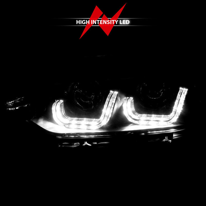 Phares de projecteur BMW Série 3 ANZO 2012-2015 avec barre en U Noir