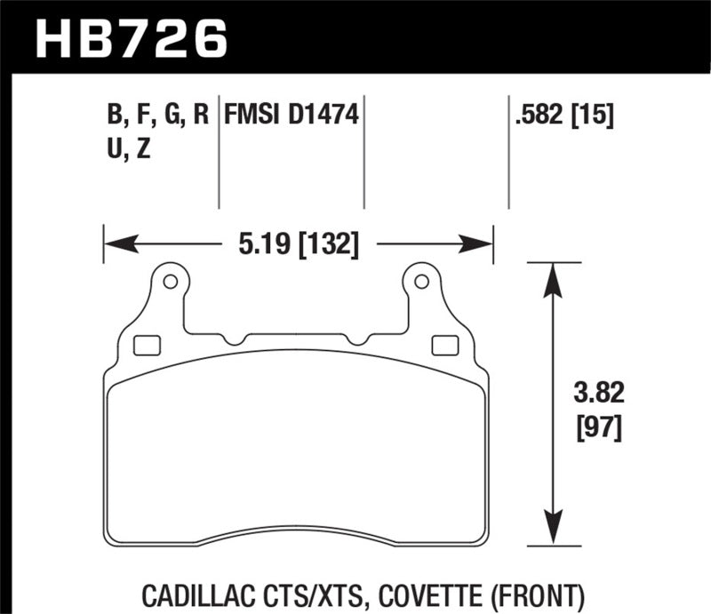 Plaquettes de frein avant Hawk 2014 Chevrolet Corvette HPS 5.0