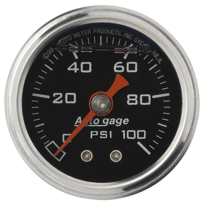 Autometer AutoGage Jauge de pression de carburant mécanique remplie de liquide 0-100 PSI 1,5 po