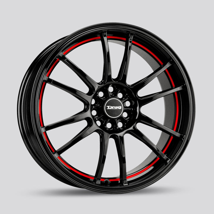 DRAG DR38 18X8 5/100-114.3 ET35 73 Noir Brillant Ligne Rouge
