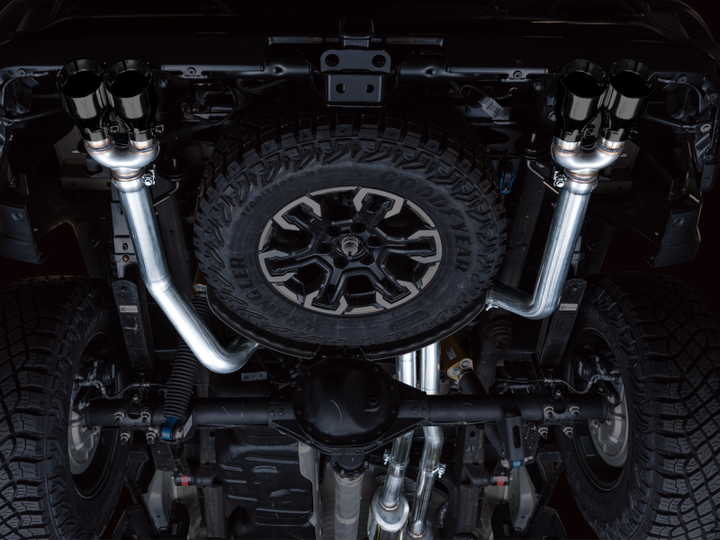 AWE Tuning 22-23 GMC Sierra 1500 AT4X 6.2L 0FG Catback Split Dual (pare-chocs plat) - Pointes noires diamant