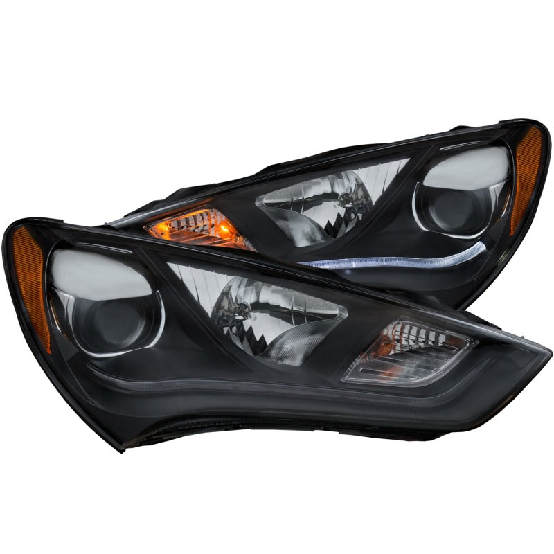 ANZO 2013-2015 Phares de projecteur Hyundai Genesis avec design de style planche Noir (compatible HID)