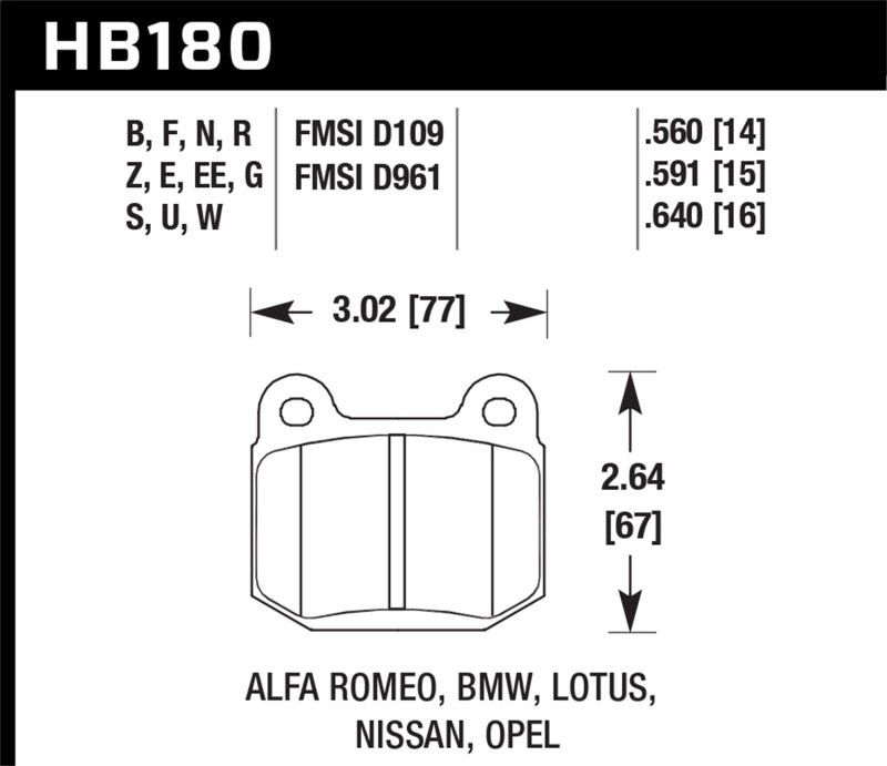 Plaquettes arrière Hawk 03-06 Evo / 04-09 STi / 03-07 350z Track HT-10