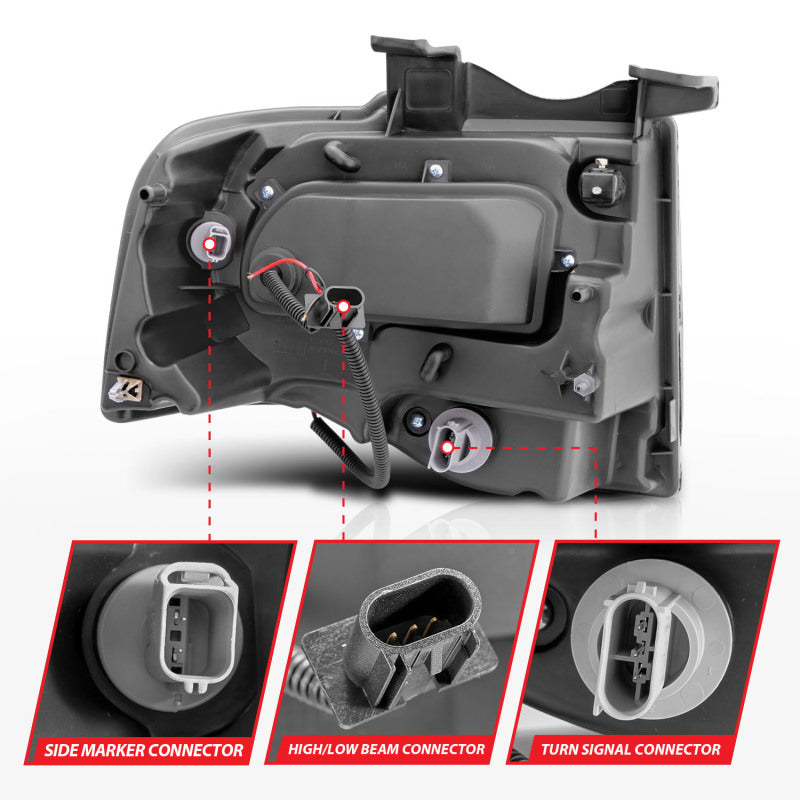 Phares de projecteur Ford Expedition ANZO 2007-2014 avec halo noir