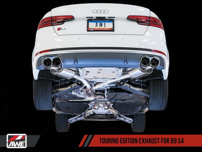 Échappement AWE Tuning Audi B9 S4 Touring Edition - Sans résonance (embouts noirs de 102 mm)