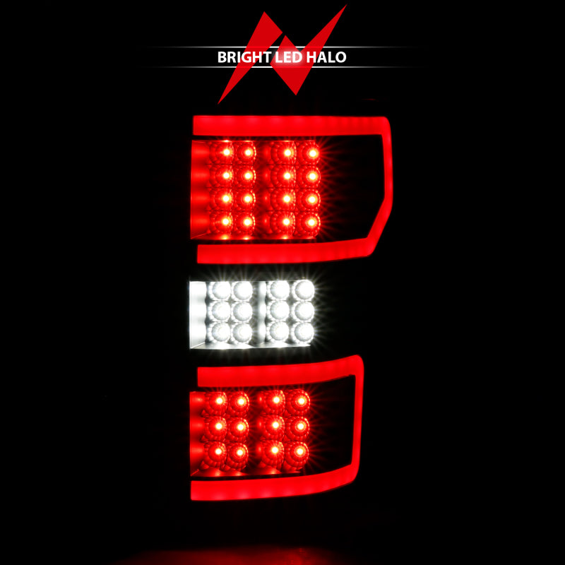 ANZO 18-19 Ford F-150 Feu arrière LED Boîtier noir Lentille transparente Barre lumineuse rouge avec séquentiel